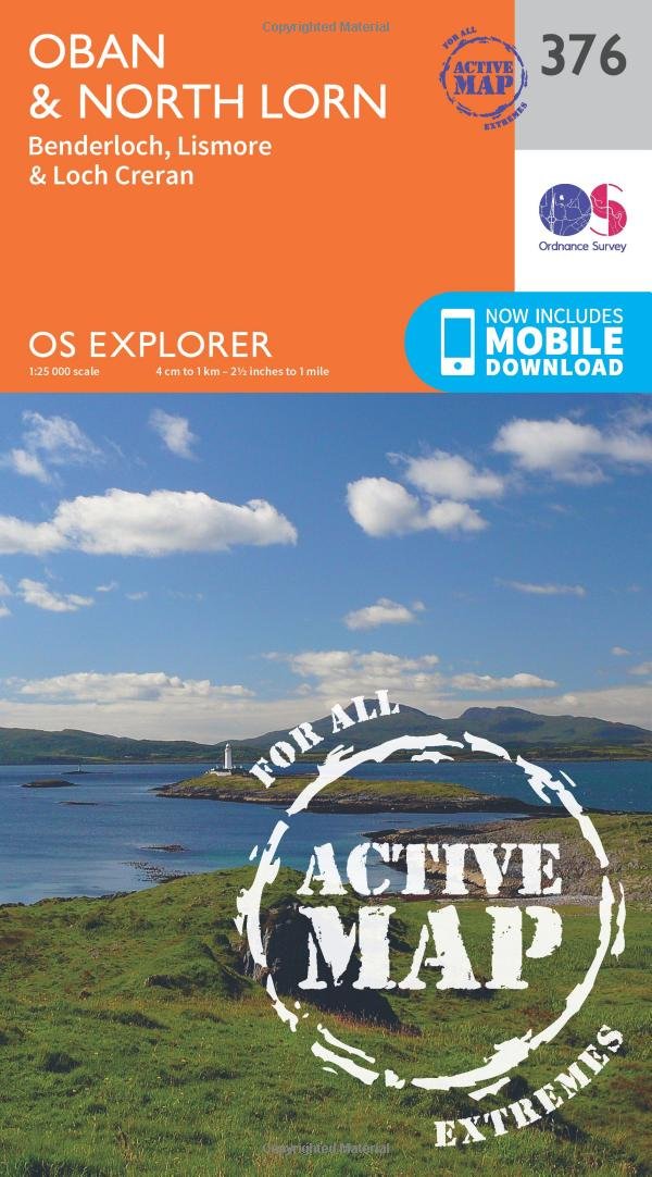 Oban & North Lorn Map | Weatherproof | Benderloch, Lismore & Loch Creran | Ordnance Survey | OS Explorer Active Map 376 | Scotland | Walks | Hiking | Maps | Adventure