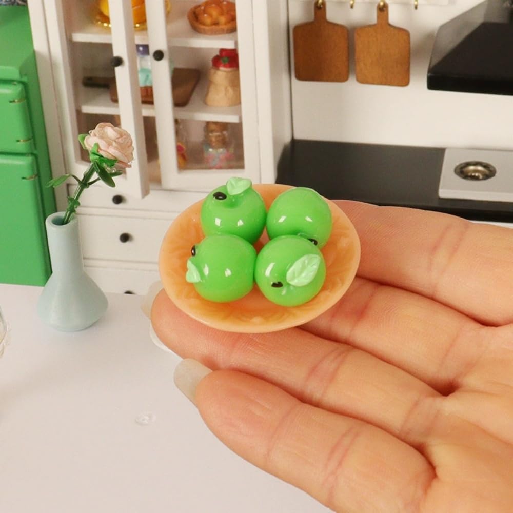 Mini sztuczne jabłka – ozdoby z żywicy do dekoracji wnętrz, kuchni, imprezy festiwalowej, fotografii, dekoracji ciast, rękodzieła, akcesoria do spinek do włosów (80 czerwone i zielone)