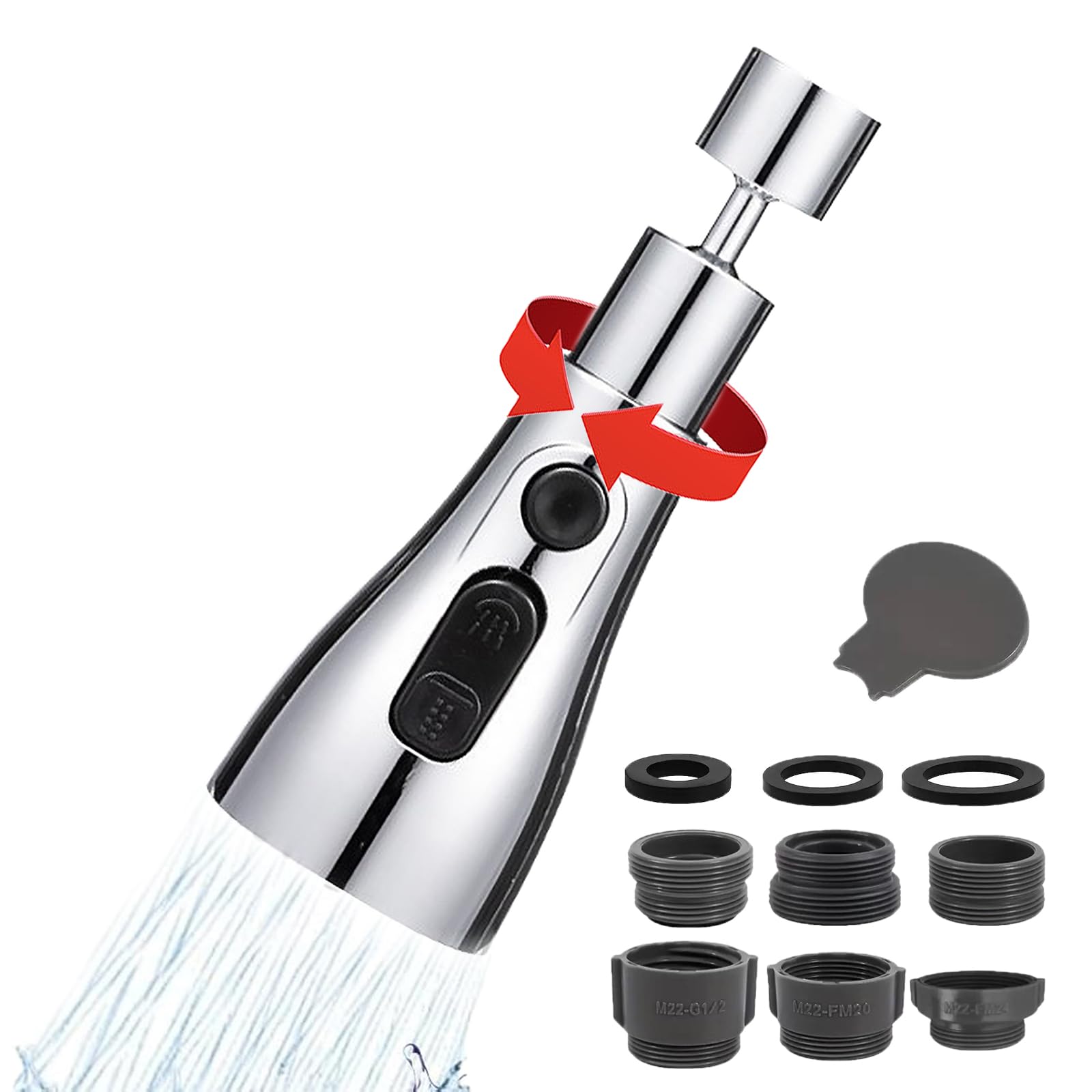 Aireador Giratorio Para Grifo 360° - 3 Modos De Agua, Ahorra Hasta 70%, Fácil Instalación Para Cocina Y Baño