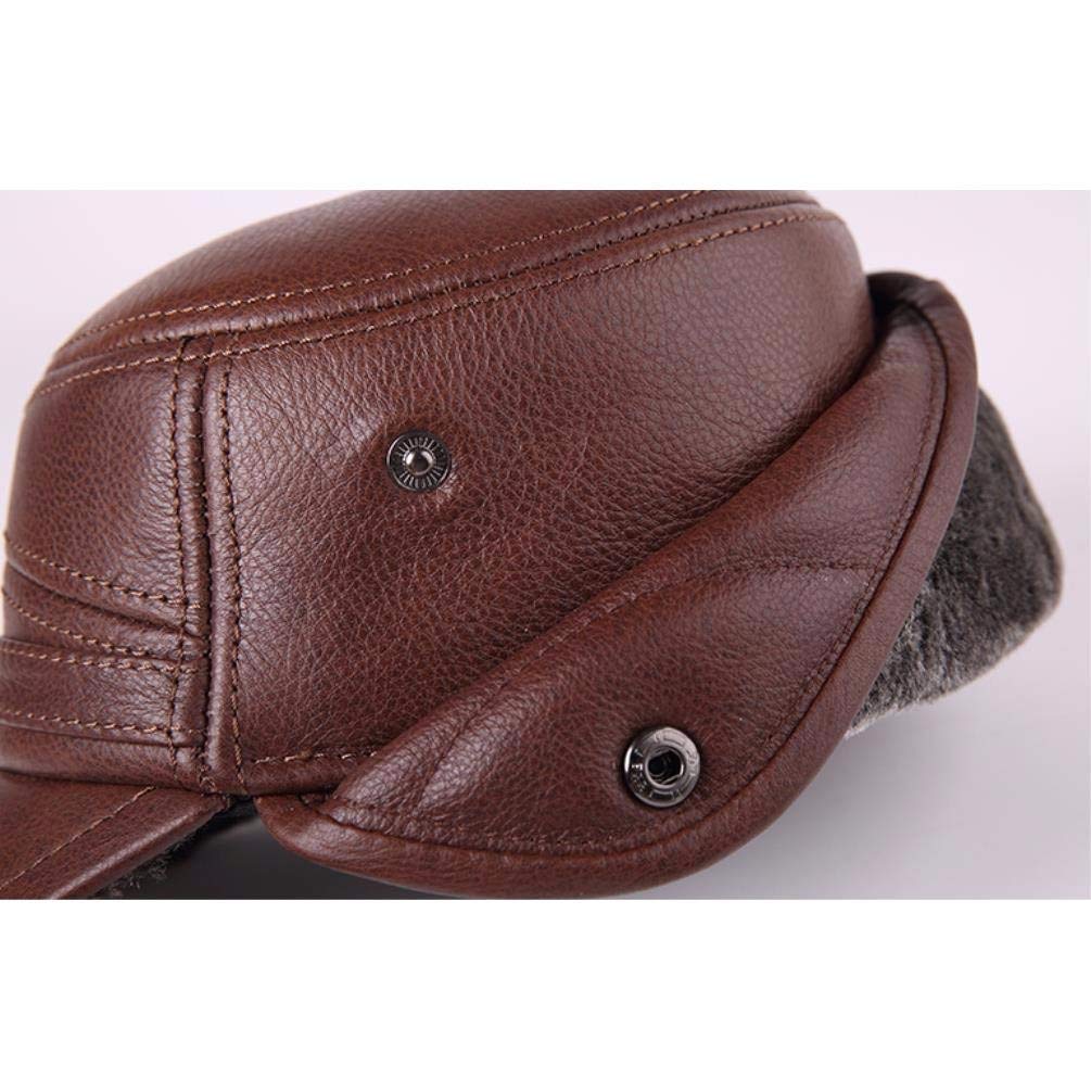 Cappello in Vera Pelle, Berretto con paraorecchie Invernali da Uomo