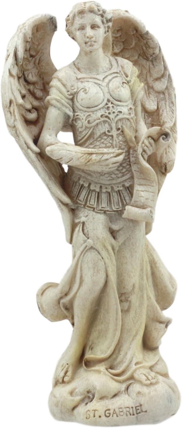 Gifts & Decors Ebros Ivory Finish Holy Archangel Saint Gabriel Statue 5" Tall Patron of Baptism Power Might of God Collectible Figurine