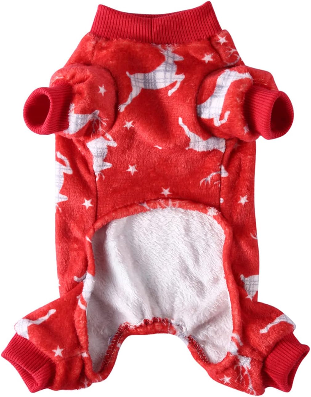 XIAOYU Christmas Dog Pajamas, Soft, Warm, for Pets Cat Clothing, Winter Vacation, Costumes for Small Dogs Cats, Christmas Deer, M - Image 3