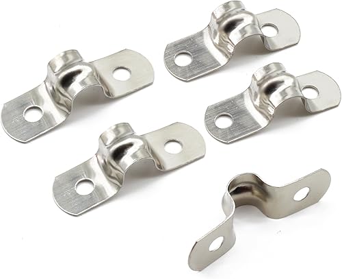 Miniatura 5 de 50 PCS M8 0.31 pulgadas dos agujeros U tubo abrazadera de correa, abrazadera de tubo de acero inoxidable U abrazadera de tubo