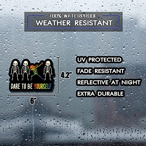 2Pcs Lgbtq Car Accessories Vinyl Reflective Bumper Stickers, Rainbow Skull Pride Decals Gifts For Lesbian Gay Bisexual Transgender Queer Ally Support, Defend Equality Diversity Automotive Decor Stuffs #TOP4