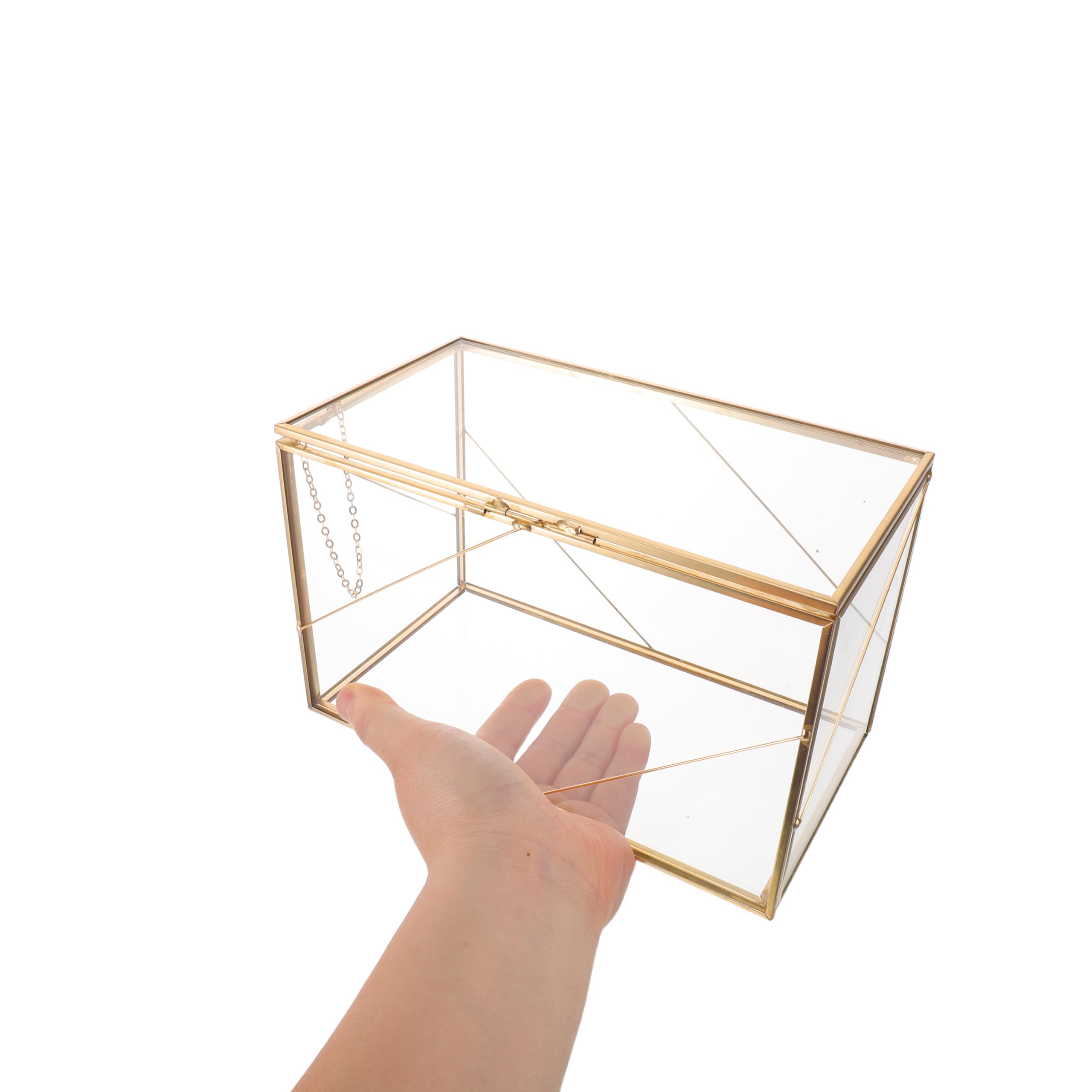 Abaodam Caja Transparente y Diseño Minimalista Almacenamiento Duradero con Paneles de Vidrio y Marco Metálico Reforzado para Tarjetas de Felicitación de Boda para Eventos y Exhibiciones