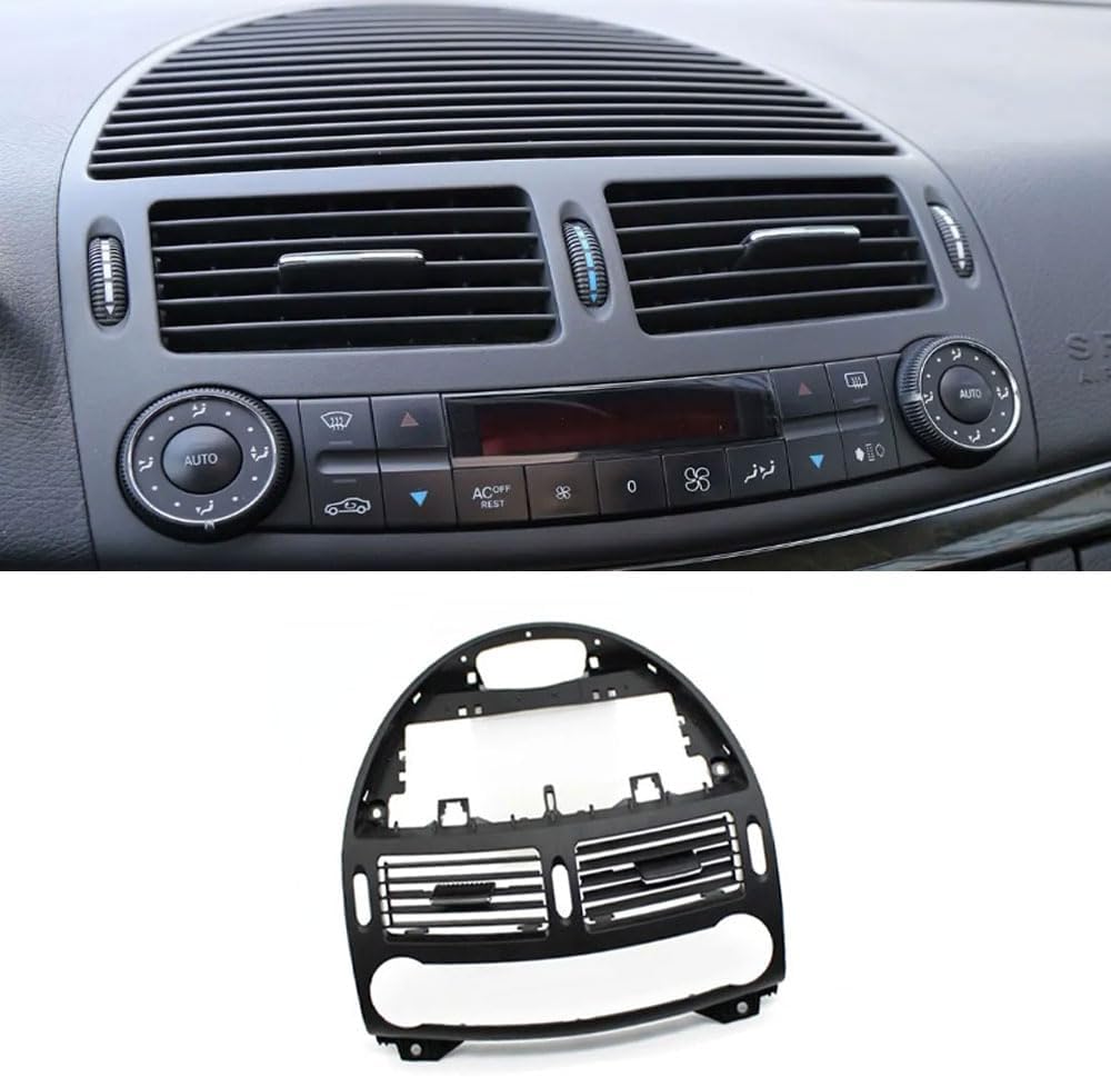 Compatible with Mercedes Benz E-Class W211, Front Center Air Vent Outlet Cover, Dash Air Conditioning Grille AC Vent Panel Speaker Cover Trim Replacement 2118300054 (Black, AC Cover)