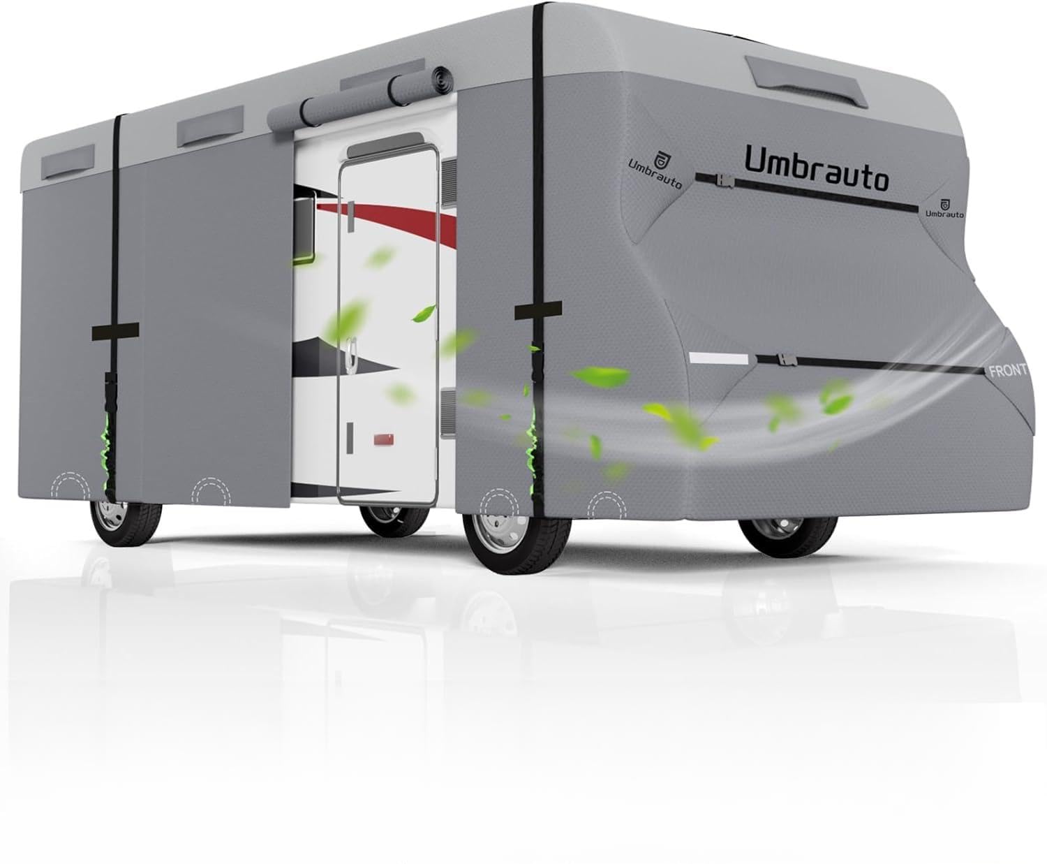 Umbrauto Class C RV Cover Fits 29-32’ Class C Motorhome Camper Cover, Upgraded Heavy Duty 7 Layers Top Windproof Breathable RV Cover with 3Pcs Extra Straps, Adhesive Repair Patches, 6 Gutter Covers