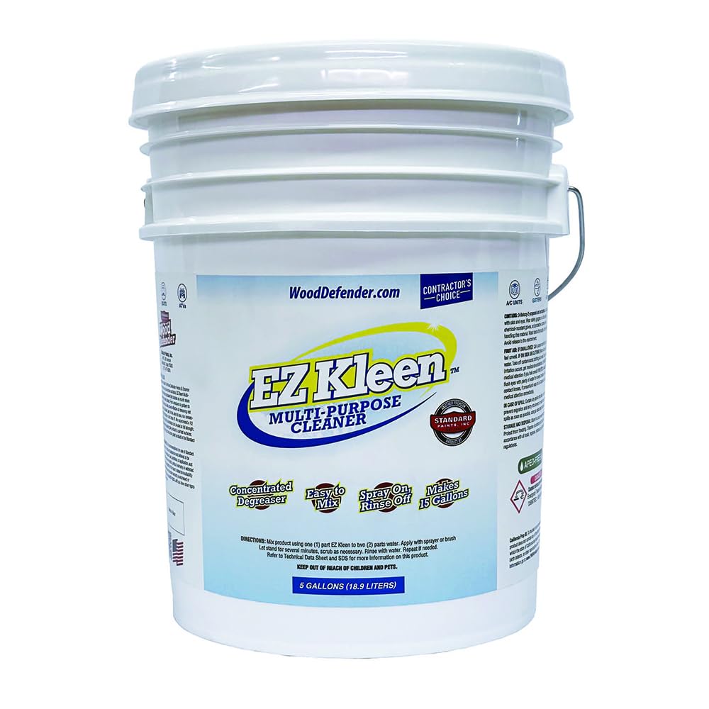 Wood Defender EZ Kleen Multi-Purpose Cleaner Concentrated Degreaser - 5 Gallon - Effective on Stain, Dirt, Grime & Grease for Various Surfaces