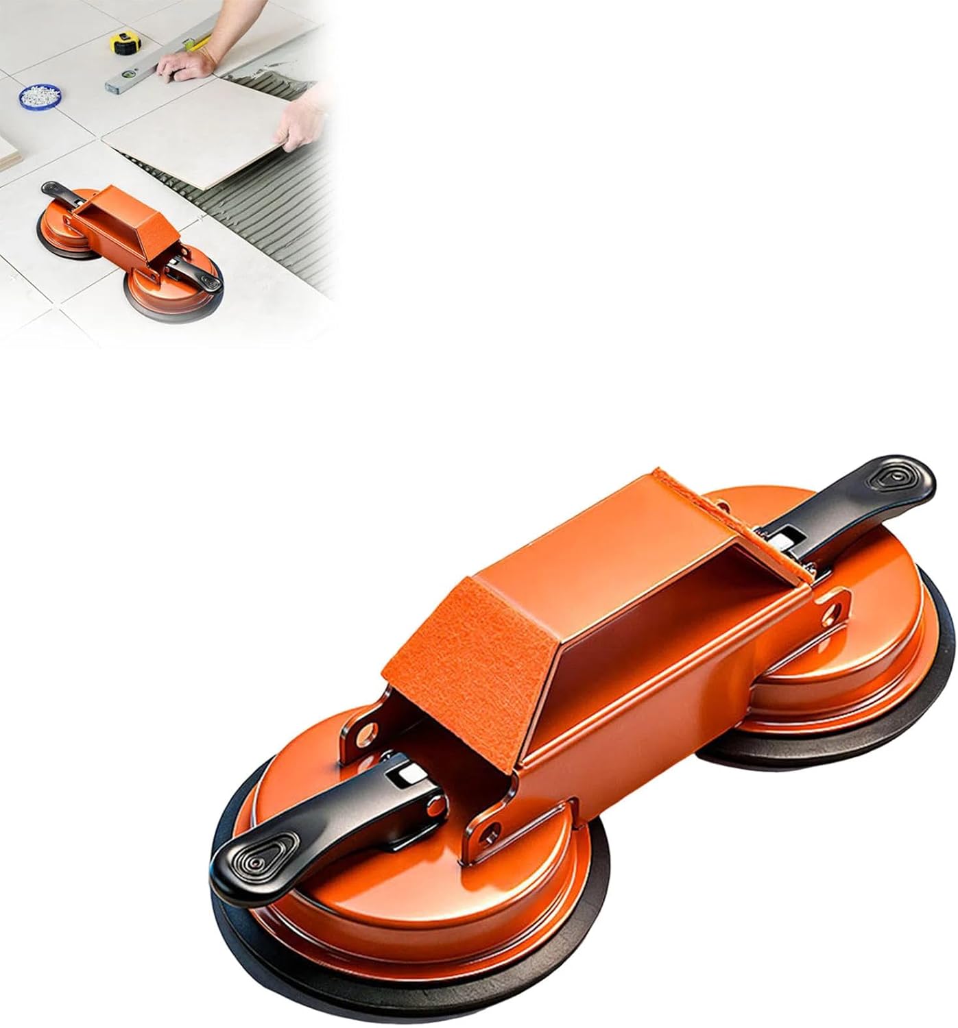 Heavy Duty Floor Gap Fixer Tool Laminate Flooring Tool for Gap Fixing, Plank Grabber Fix Floor Repair Tool with Suction Cup Flooring Tools no Hammer (Orange-2)