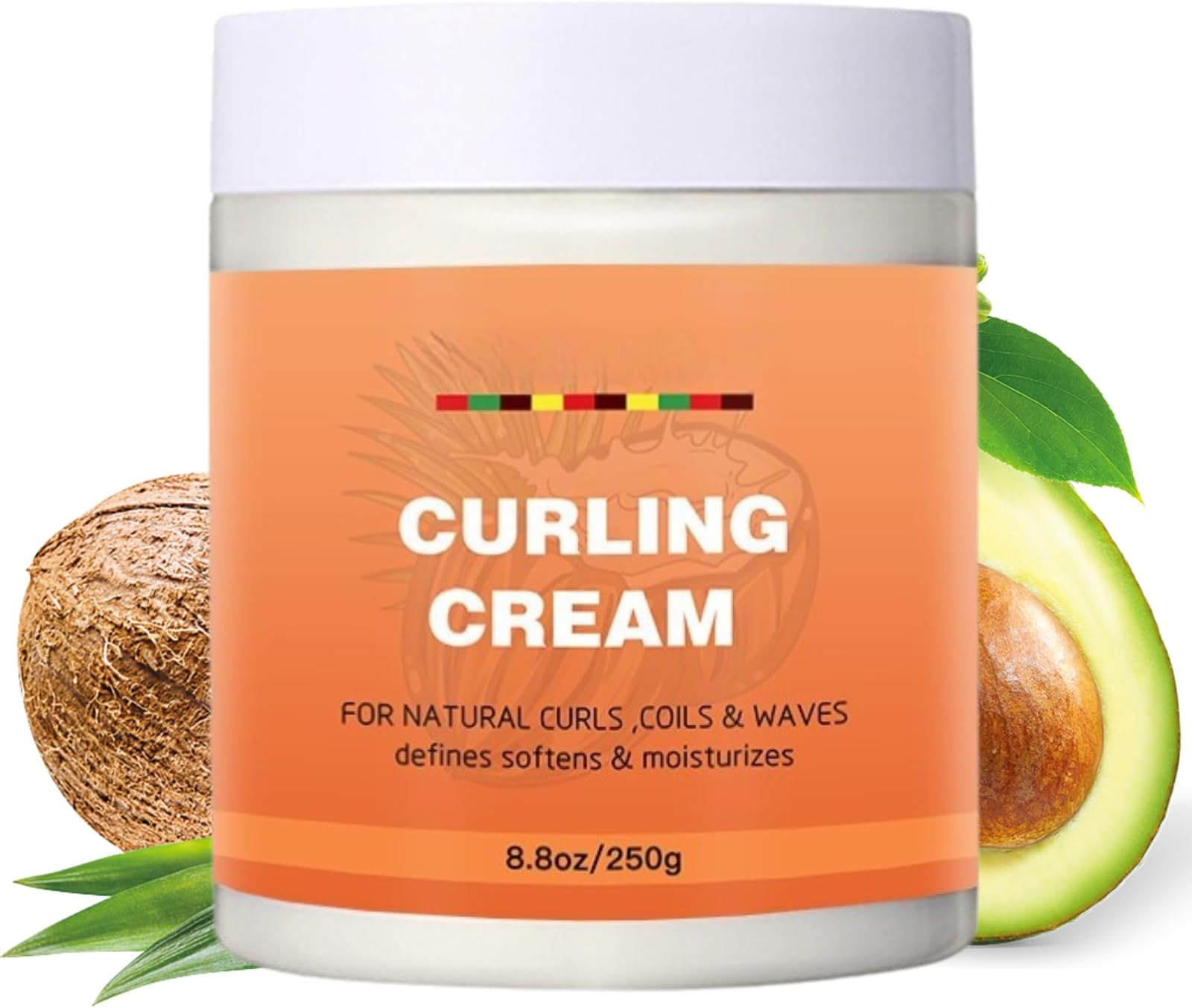 Curl Defining Cream - Coconut & Avocado Curl Enhancer Smoothie for Thick - Curling Cream - Curly Hair - Smoothing, Hydrating And Defining Cream Curly And Wavy Hair - 250ml