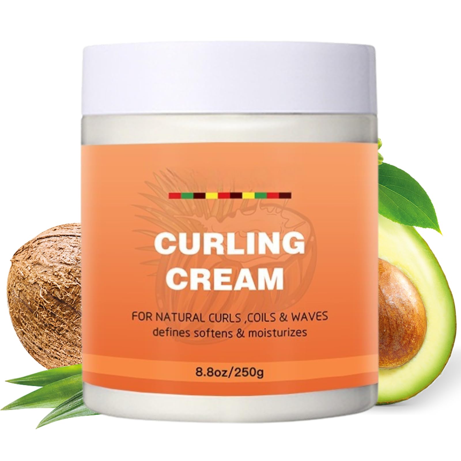 Curl Defining Cream - Coconut & Avocado Curl Enhancer Smoothie for Thick - Curling Cream - Curly Hair - Smoothing, Hydrating And Defining Cream Curly And Wavy Hair - 250ml