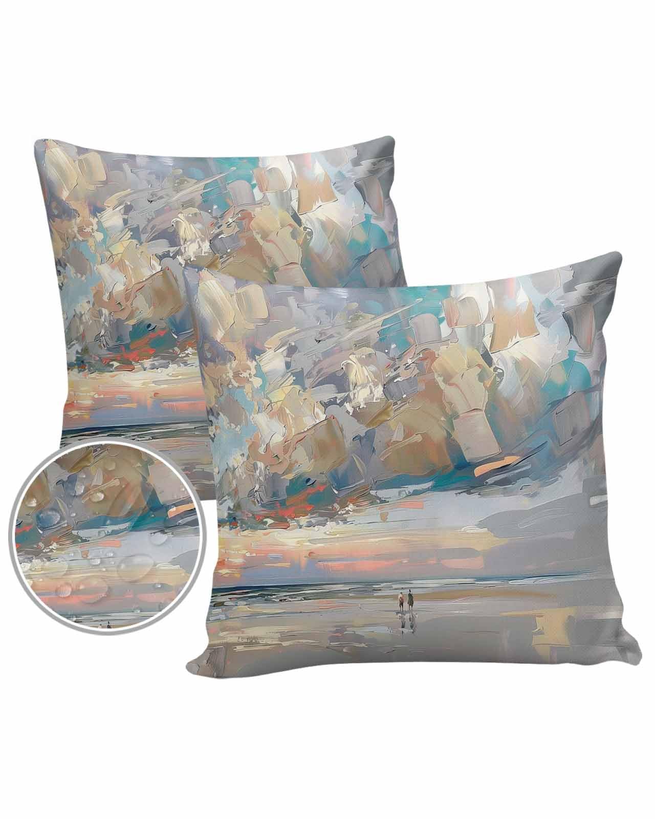 Abstract Grey Outdoor Pillow Cover 26x26 Inch Cushion Sham Case,Waterproof Decorative Square Throw Pillowcase for Outside Garden Patio Porch Couch Chair Tent Contemporary Graffiti Art Coastal Summer