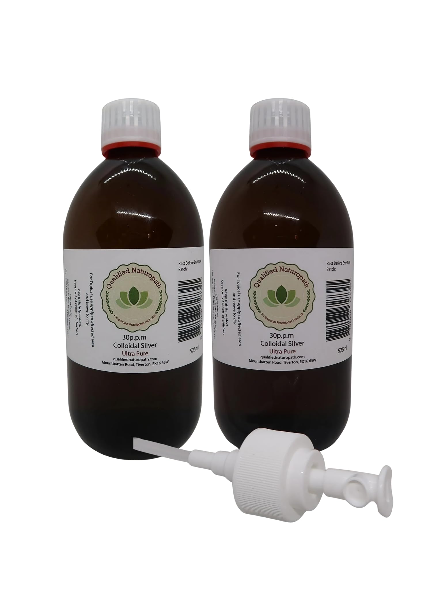 Colloidal Silver Spray 30ppm – Twin Pack 525ml x2 - in Glass Bottles with Atomiser Top