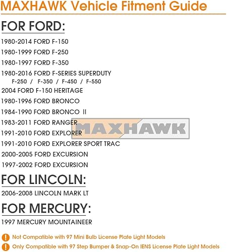 Miniatura 4 de MAXHAWK Reemplazo completo de la lámpara de la placa de matrícula LED para Ford F-150 F-250 F-350 F-450 F-550 Super Duty Ranger Pickup Truck