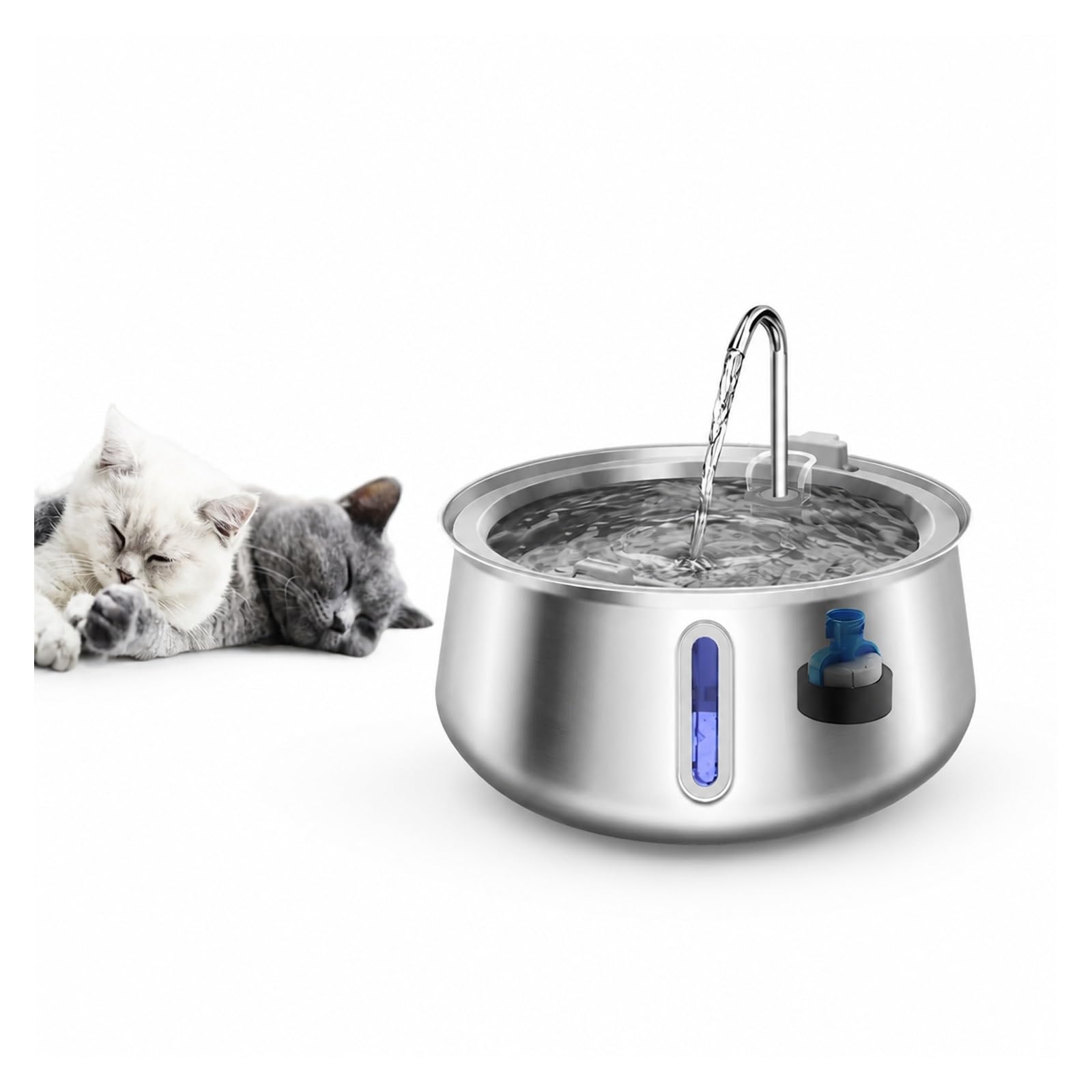 Fuente para Beber para Mascotas, Bebedero para Gatos De Acero Inoxidable 4L