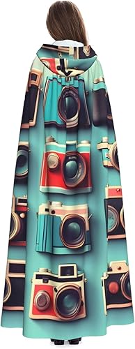 Miniatura 4 de Retro Cool Camera Collection Print Magic Hooded Cloak Cape With Unisex Robe For Masquerade Parties Carnival Decor