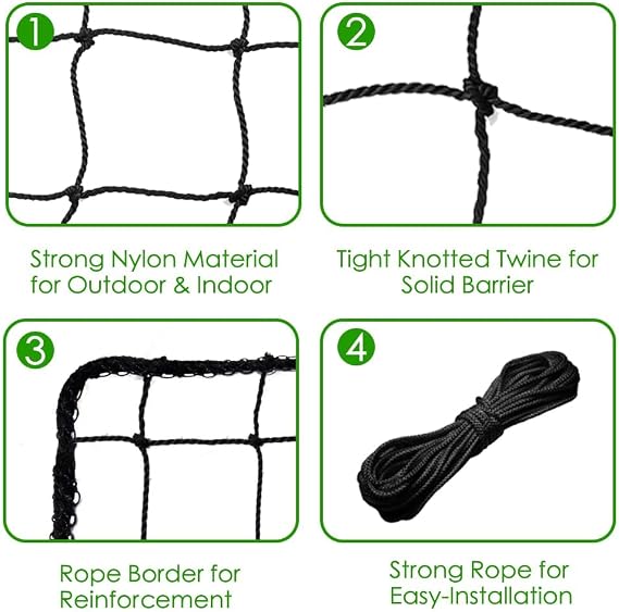 Baseball Softball Backstop Nets, Heavy Duty Sports Netting Barrier #18 Baseball Netting 10 * 7FT