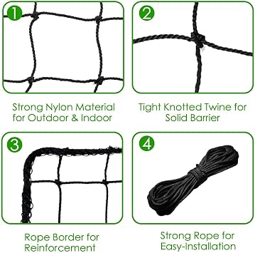 Baseball Softball Backstop Nets, Heavy Duty Sports Netting Barrier #18 Baseball Netting 10 * 7FT
