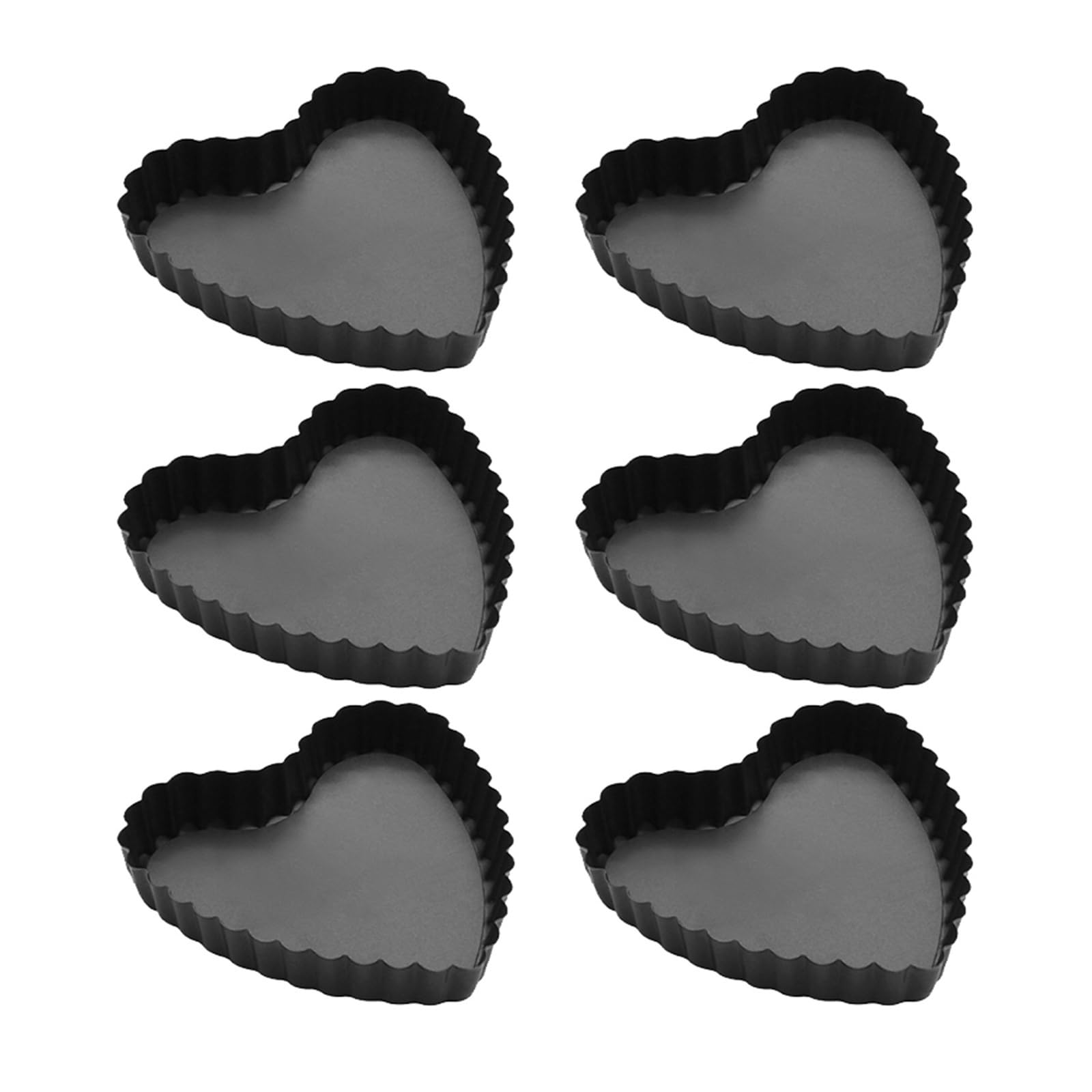 Confezione da 6 teglie da forno a forma di cuore da 4 pollici, teglie antiaderenti in acciaio al carbonio con base rimovibile for quiche e piccole torte