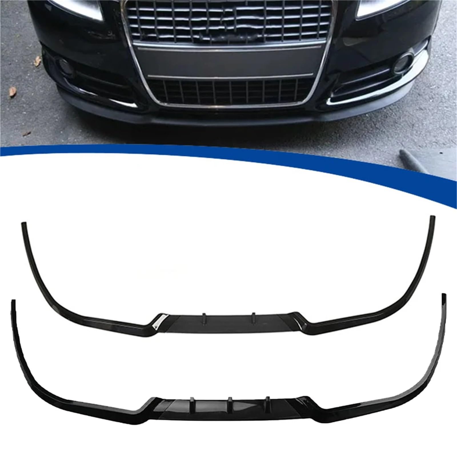 Uniwersalny przedni zderzak Spoiler Podbródek Spódnica Splitter Body Kit Zewnętrzna dekoracja przedłużająca Warga rozdzielacza zderzaka(A All Balck)