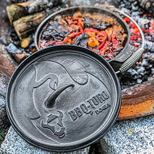 Foto von BBQ-Toro Dutch Oven Alpha Serie | 3,1 Liter (DO45A), Topf mit Füße | bereits eingebrannt - preseasoned | Gusseisen Kochtopf | Bräter mit Deckelheber