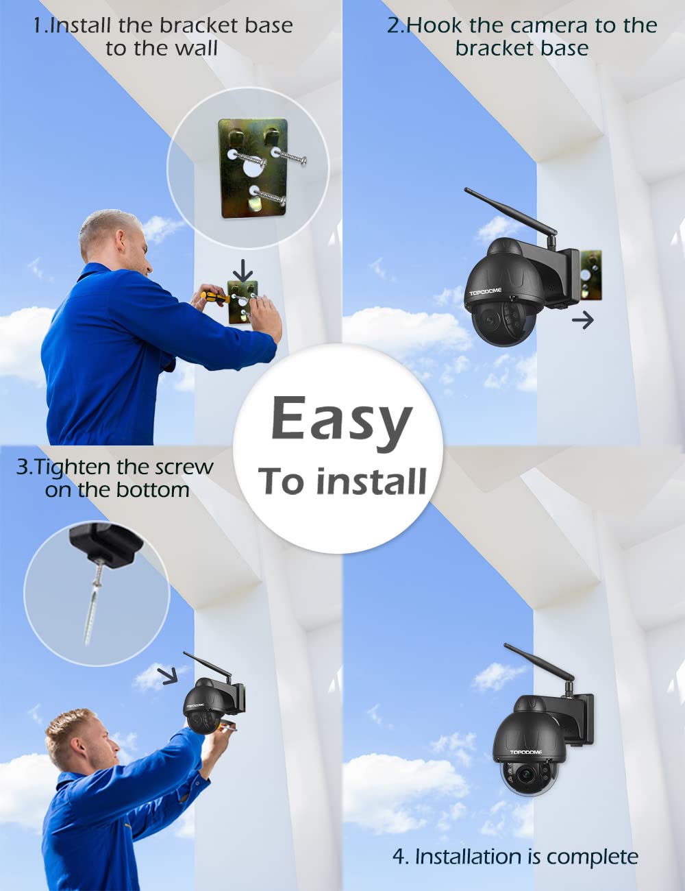 S40B 1080P Telecamera Sorveglianza Wi-Fi Esterno Starlight | Metallo Nero, Audio Bidirezionale, Visione Notturna, RTSP, Scheda SD 32G Built-in, Auto Tracking, Rilevazione Umana