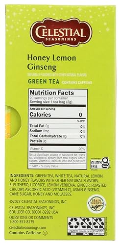 Miniatura 2 de Celestial Seasonings Bolsas de té verde con miel y limón y ginseng, 20 unidades, paquete de 2