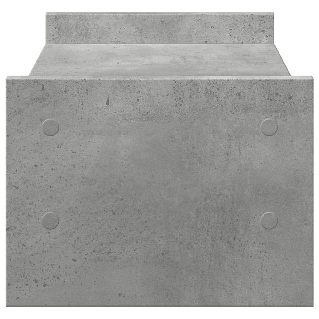 Supporto per monitor in legno grigio cemento, 50 x 27 x 20 cm, con 2 ripiani per laptop e ufficio, altezza monitor per lavoro ergonomico