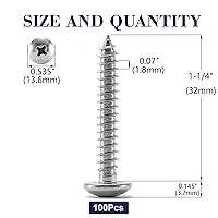 Vista 2 de Tornillo de madera #14 x 1-1/4 pulgadas, 100 unidades de cabeza de armadura Phillips 18-8 (304) tornillos autorroscantes rápidos de acero inoxidable