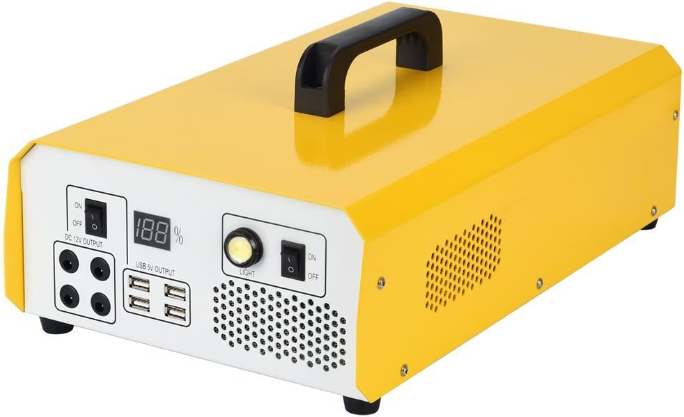 Portable Solar Power Bank,Mindtech On-line 444wh Lithium Battery UPS Uninterruptible Power Supply System DC 12V/5A&5V/2A USB 5V/4A*4pcs Output and AC 220V/110V Output for Laptop iPhone/Ipad/Camera