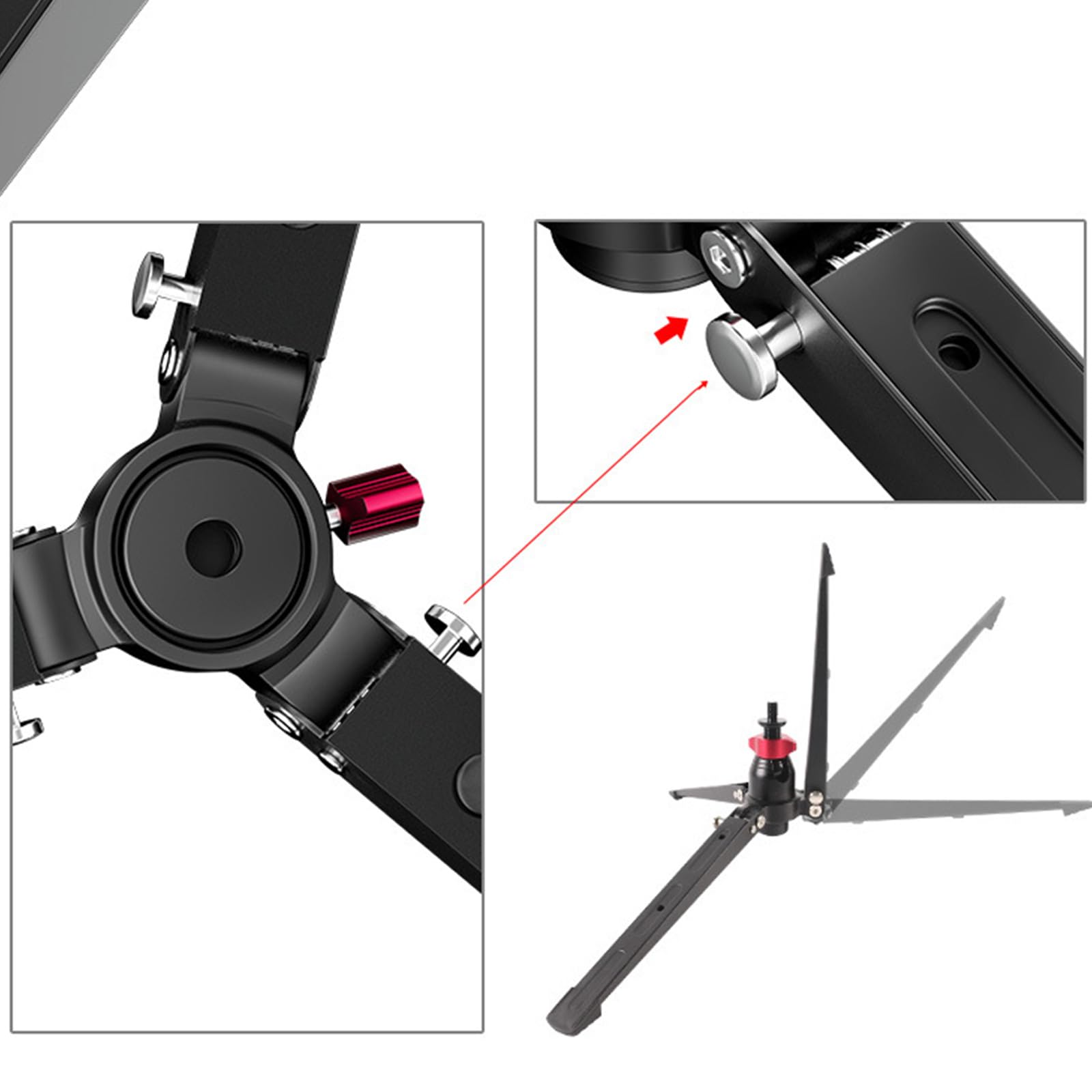 Treppiede compatto e solido in lega di alluminio da tavolo, con filettatura da 3/8", ideale per fotocamere e smartphone