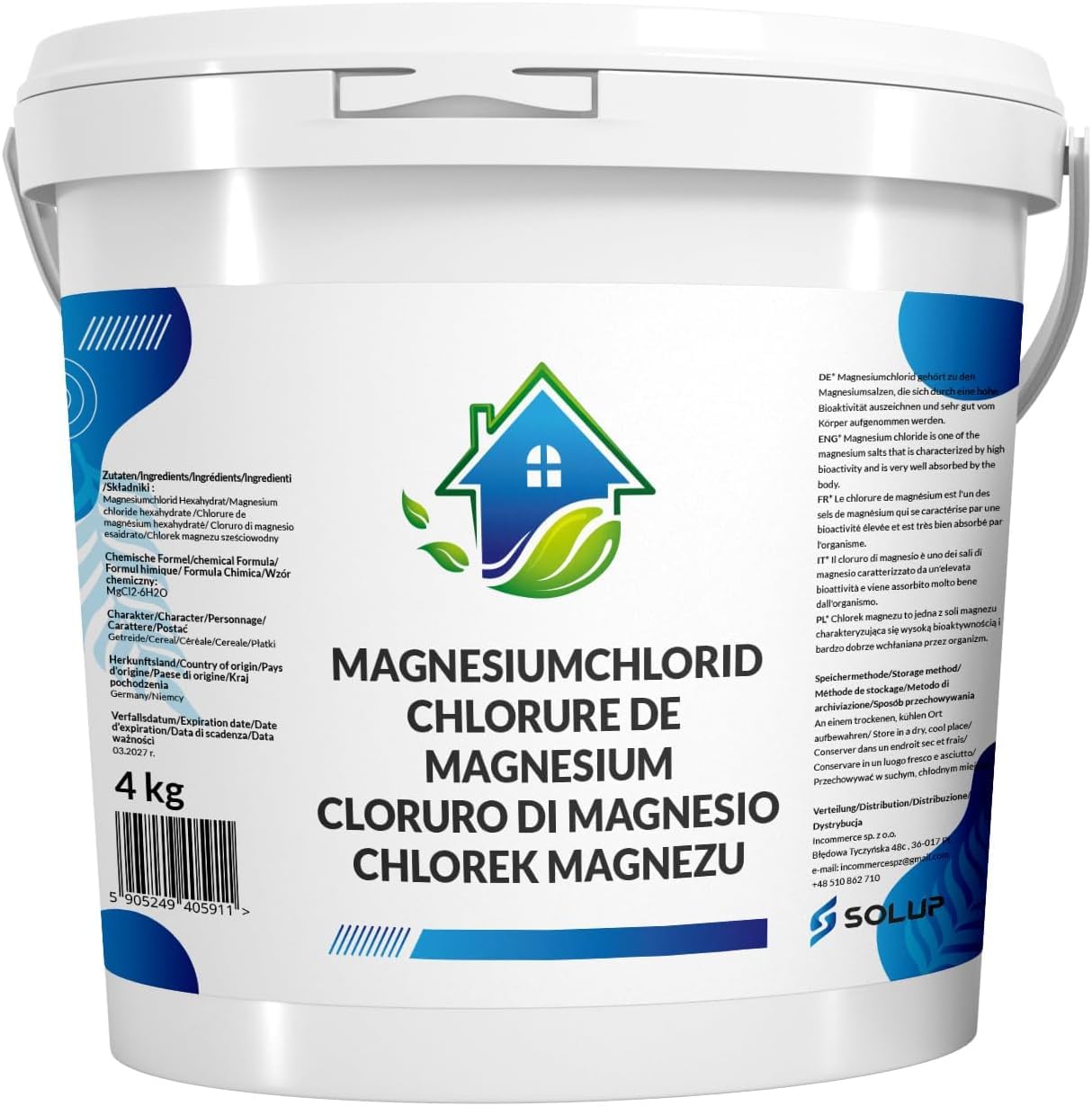 Chlorure de Magnésium Flakes I Cristaux de Magnésium pour Spa I Sel de Bain Relaxant Hexahydraté I Sels de Bain Naturels (4 Kg)