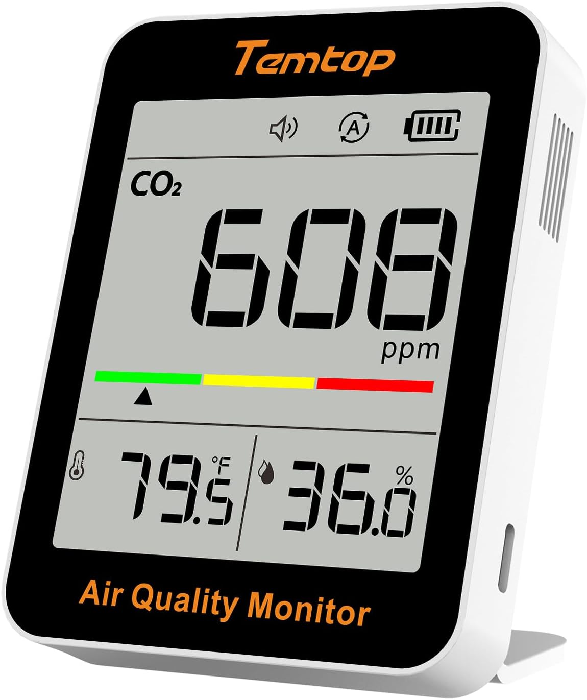 TemtopCO2 Monitor Indoor Air Quality Monitor Portable Carbon Dioxide Detector CO2 Temperature Humidity Meter for Home Office School