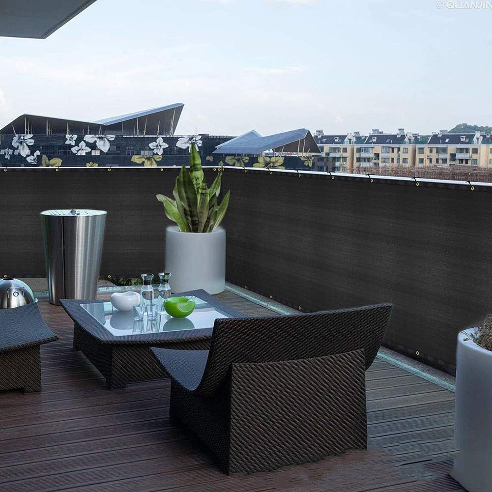 Balkon Sichtschutz Zaun, Wohnungen Geländer Wind Block Screen Mit Zip Ties, Für Außen, Veranda, Terrasse, Pool,Schwarz,0.8x6m