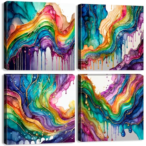 Graffiti Abstract Wall Art Colorful Fluid Lines Pictures for Living