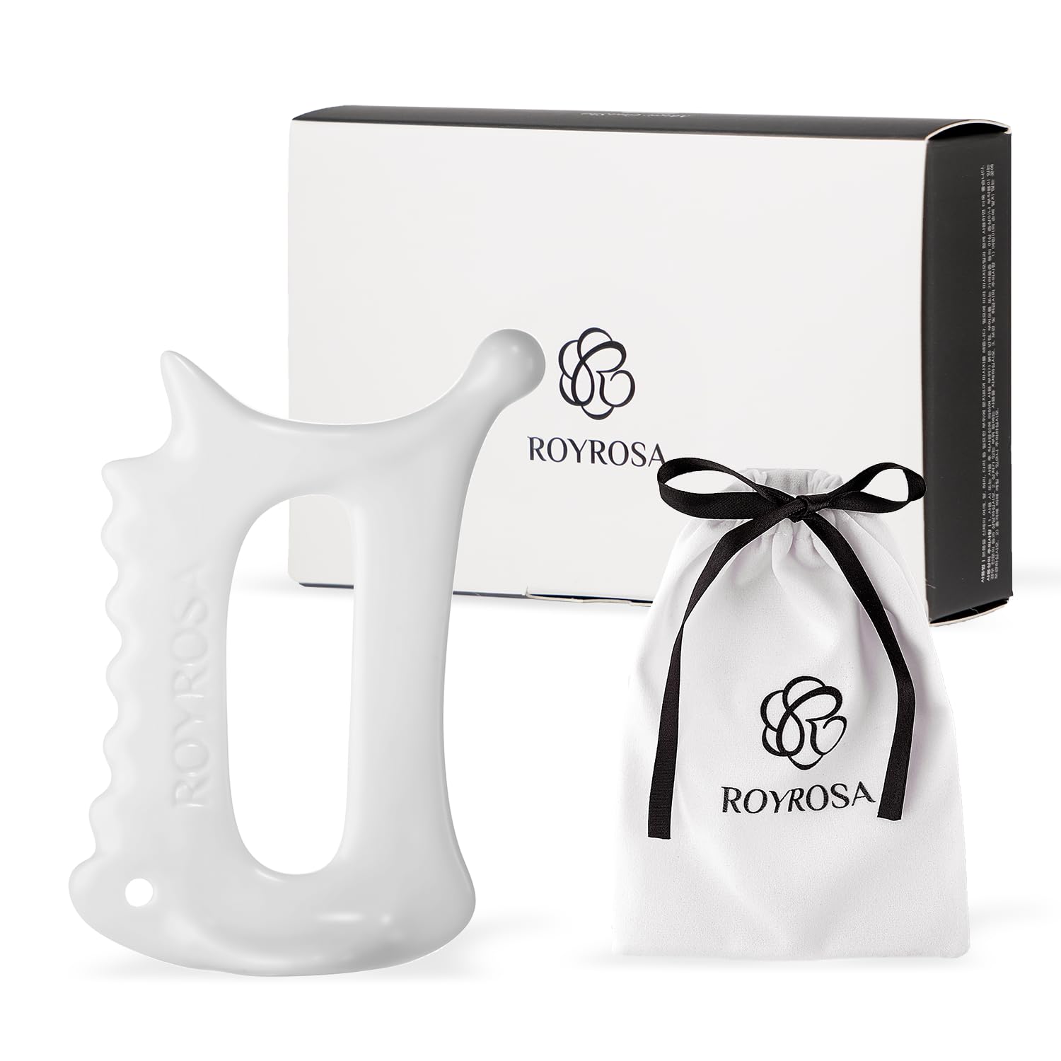 ROYROSA® 로이로사괄사 K-Beauty, 100% Ceramic Guasha, Facial and Body Acupuncture Therapy, Reduce Fine Lines and Wrinkles, Made in South Korea (Royrosa Guasha)