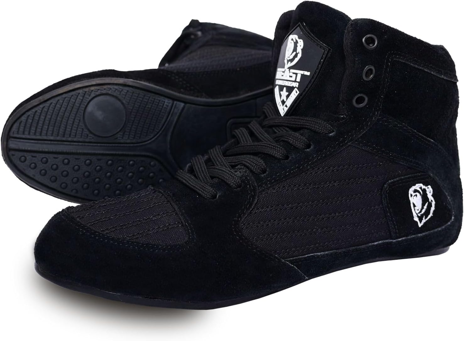 Beast Power Gear Wrestling Shoes Men 7-12 US Sizes Weightlifting Shoes Lightweight & Durable Leather Boxing Shoes for Weightlifting, Powerlifting, Bodybuilding & Cross Training Black