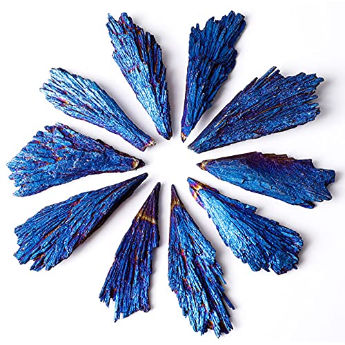 ANCLLO 2pcs Naturale Blu Tormalina Placcatura Placchetta Cristallo Cluster per la Decorazione DIY materiale accessori