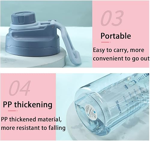 Miniatura 7 de Malytizi Botella de agua grande de 88 onzas con colador y asa, sin BPA, a prueba de fugas, para fitness, campamento, deportes, entrenamiento,