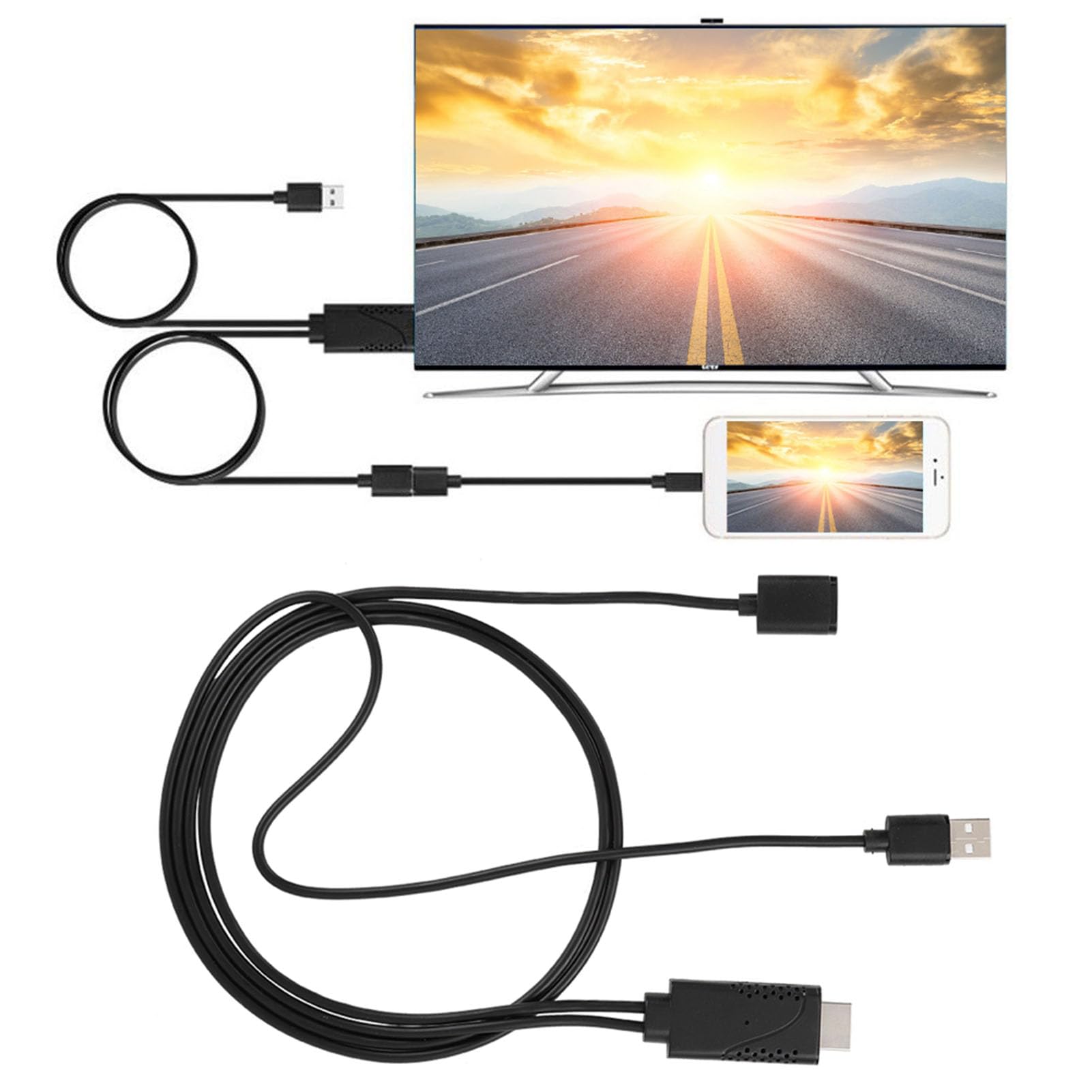 Câble adaptateur 2 en 1 1080p USB femelle vers HDMI mâle HDTV pour iOS Android