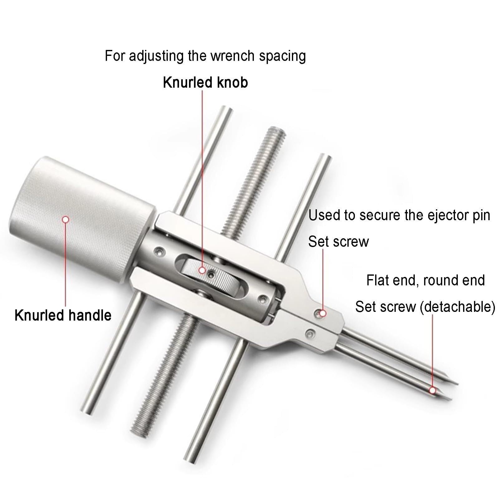 Llave de anillo a presión óptica, llave de cuello universal, rango ajustable de 3-73 mm, acero inoxidable, par máximo de 9 N·m para instalación y extracción del collar de retención