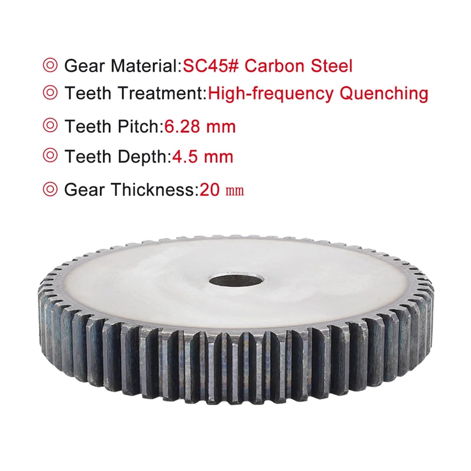 Flat Gear 2M61T/62T/63T/64T/65T/66T/68T high Frequency Hardened Tooth Metal Gear Low Carbon Steel Gear Height 20mm Inner Hole 20mm(61 Teeth) : Industrial & Scientific