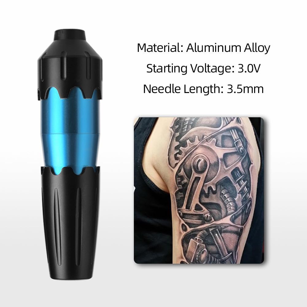 Penna rotativa per tatuaggi RCA - Macchina per tatuaggi professionale con corsa da 3,5 mm, motore da 6800 giri/min e corpo in lega di alluminio