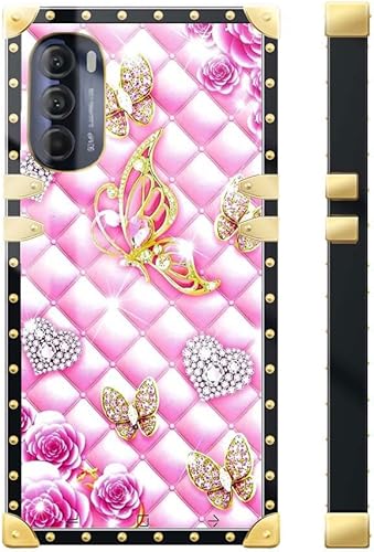 Miniatura 2 de DAIZAG Funda compatible con Moto G Stylus 2022, diseño de mariposa de oro rosa, elegante, elegante, decoración dorada, suave, antiarañazos, funda