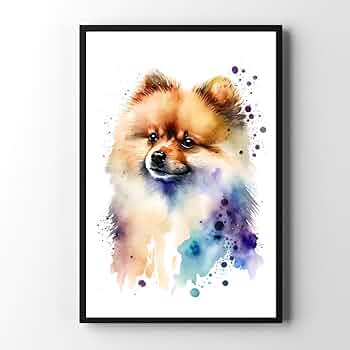狼林（ROURIN）作　犬（ポメラニアン）の水彩画 2008年 狼林（ROURIN）作犬（ポメラニアン）の水彩画 2008年