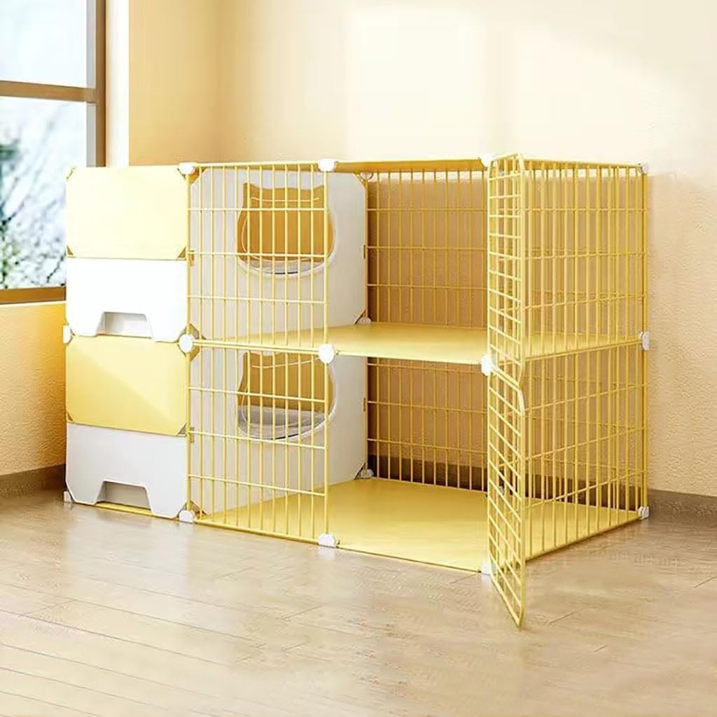 s Indoor with Litter Box, Cat Enclosures Indoor, Refinement Grid, Layered Design, Convenient and Hygienic to Clean (Size : B-105x35x70cm)