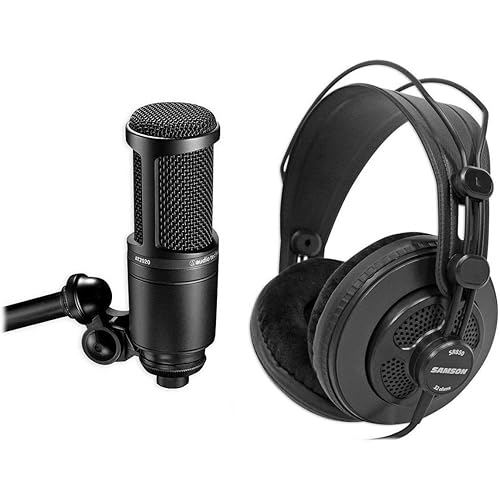 Audio Technica AT2020 Condenser Studio Microphone Bundle with Pop Filter and XLR Cable