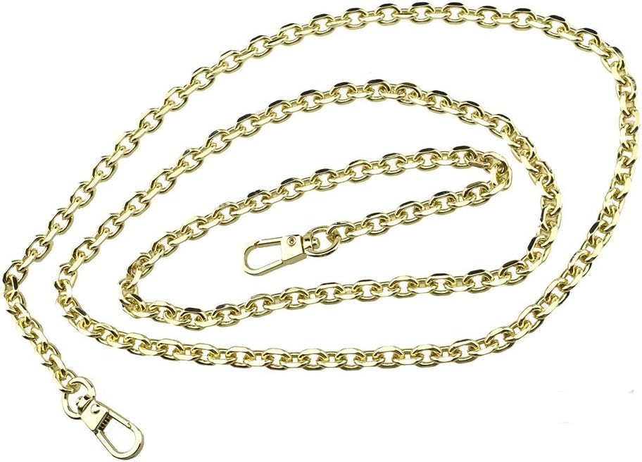 Mini Pochette Purse Chain Strap Thin Wide 6mm for LV Length 43.3 inches Thick 2mm Shiny Light Gold for Shoulder Cross Body Sling Handbag Wallet Clutch Comfortable Flat Metal Strap 1 Pack