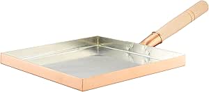 遠藤商事 TKG 卵焼きフライパン 24cm 薄焼き卵 銅の熱伝導で卵が均一に加熱されふっくら美味しく ガス火専用 幅×奥行×深さ(内寸mm)240×240×20正方形 質量(kg)1.21 木製ハンドルで熱くなりにくい(取付必要) 業務用 日本 BTM02024