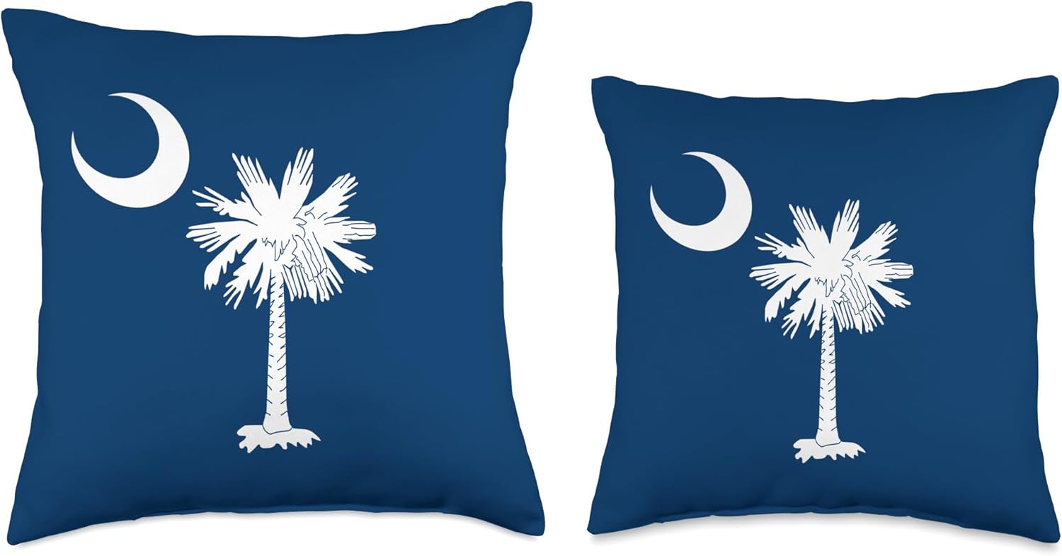 South Carolina State Flag Palmetto Tree Crescent Moon SC Throw Pillow
